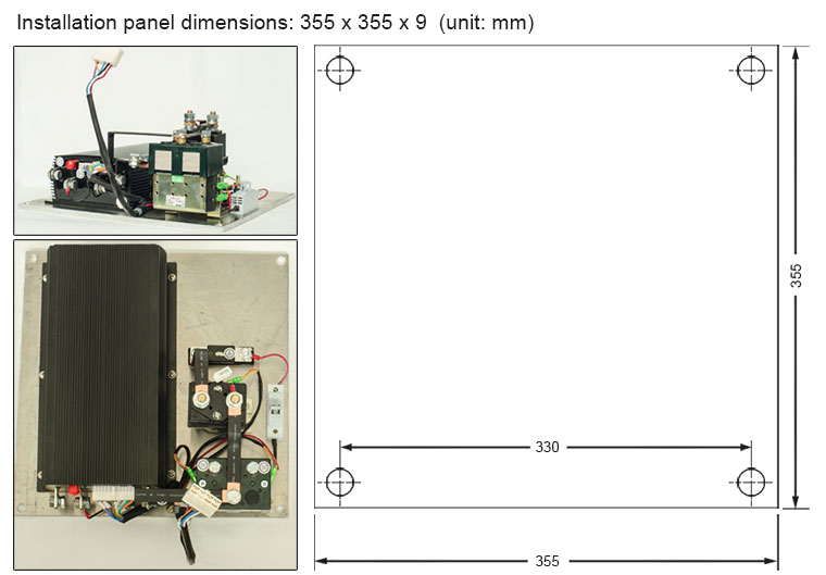 CURTIS 1215-8307 and 1219-8406 controller assemblage installation panel dimensions