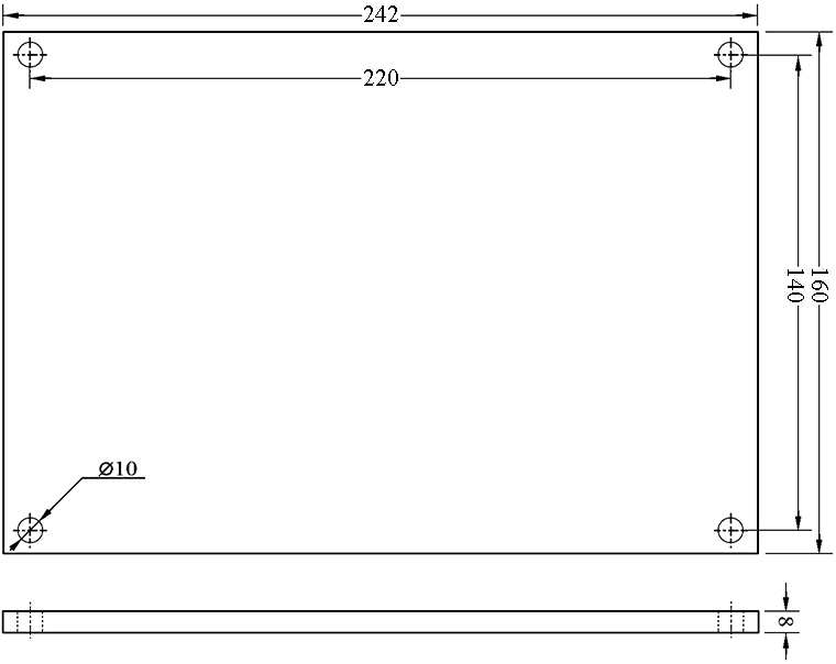 CURTIS controller assemblage 1243-4220, Installation Panel Dimensions