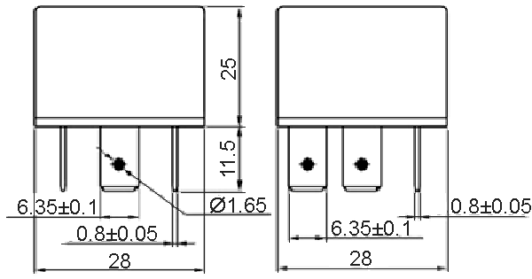 dimensional diagram of DC relay 2912