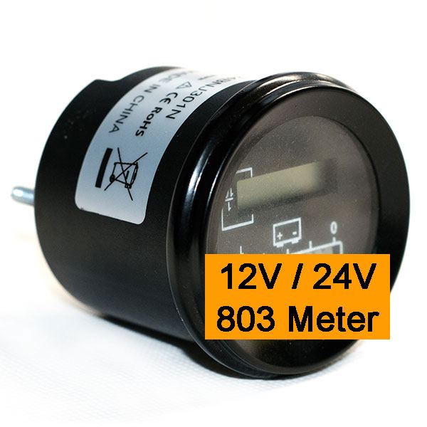 12V / 24V CURTIS 803 Series Compound Gauge of Battery Charge Meter and Hour Meter, 803RB1224BNJ301N