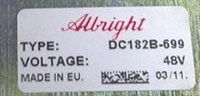 Albright DC182B-699 DC Contactor Label