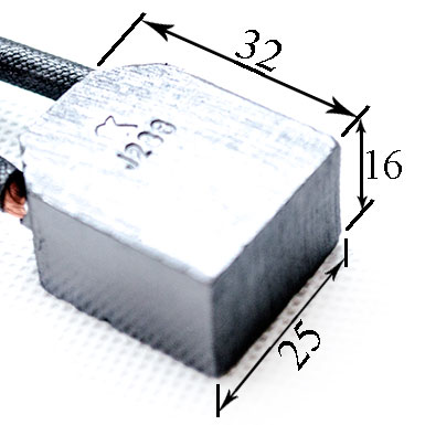 Dimensions of motor carbon brush J288