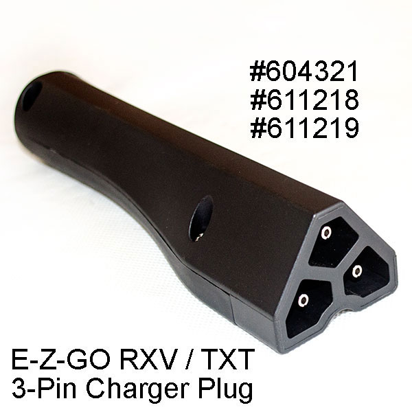 EZGO 3-Pin Battery Charger Plug, 604321 / 611218 / 611219, RXV / TXT Golf Cart Part