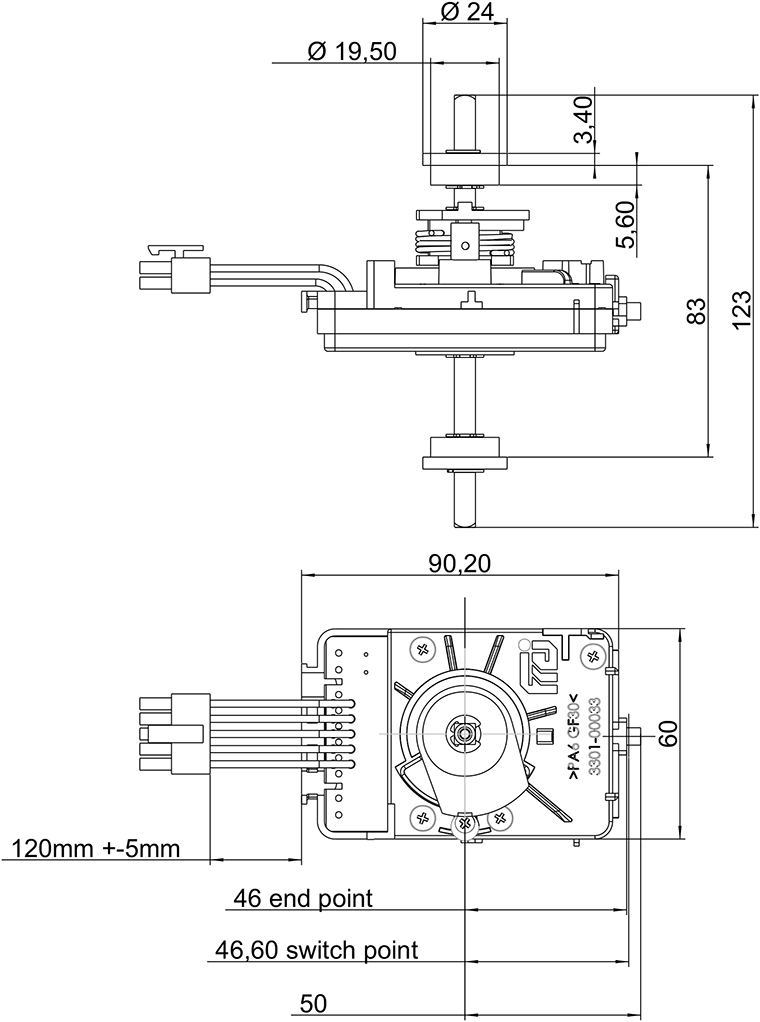 FREI Universal Traction Switch 3105F00136-01 Dimension Diagram