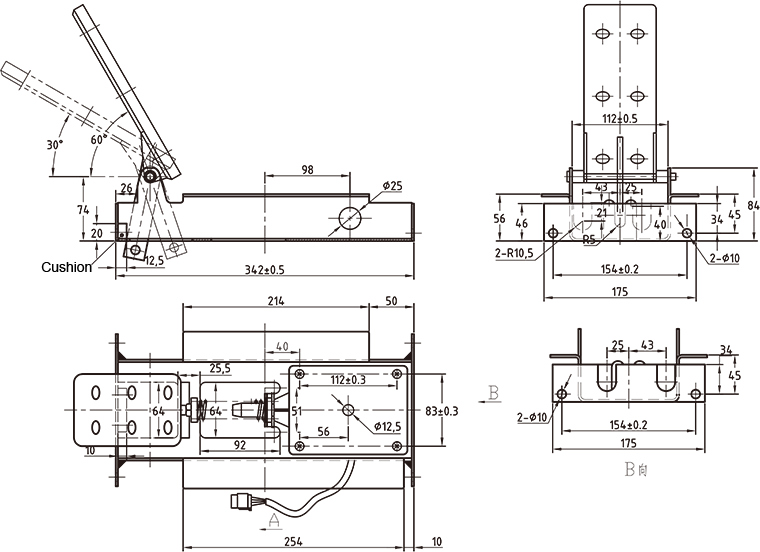 ITS Throttle FT-02YG Dimensions