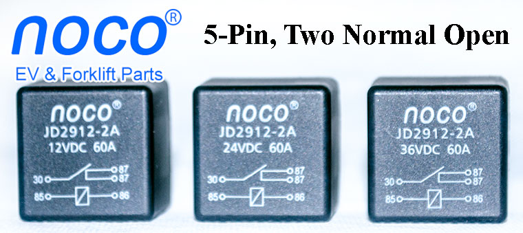 Bosch type Automotive SPDT DC Relay JD2912-2A, 5-Pin / two normal open contacts