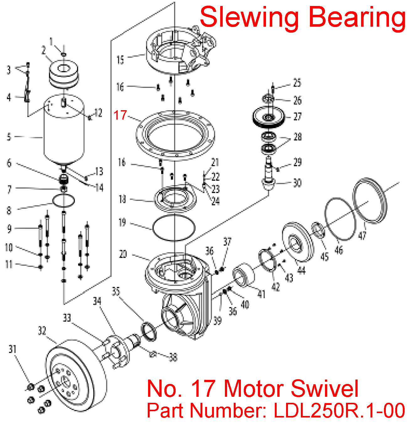 Diagram of LDL250R, XILIN Drive Wheel Assembly 31060201013, Drawing Number 080.02.0250.01