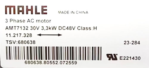 Label of E-Z-GO 680638, MAHLE AMT7132