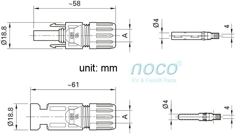 MC4 Connector Dimensional Diagram