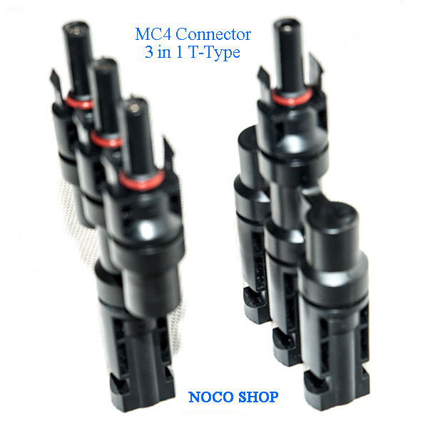 4-Way T-Type Solar Connector, MC4 Compatible, Plug + Socket