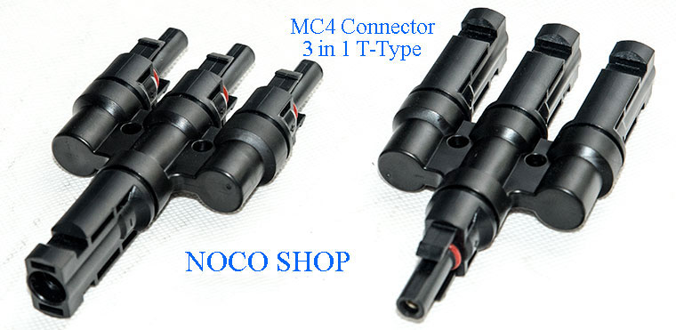 4-Way T-Type Solar Connector, MC4 Compatible, Plug + Socket