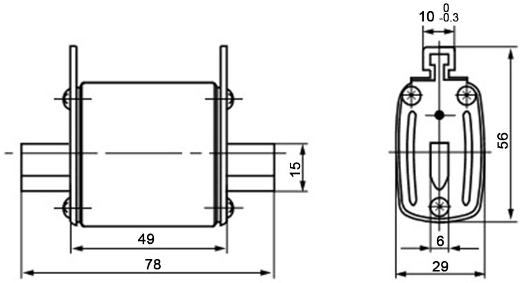 RT16-00 / NT00 fuse dimension diagram