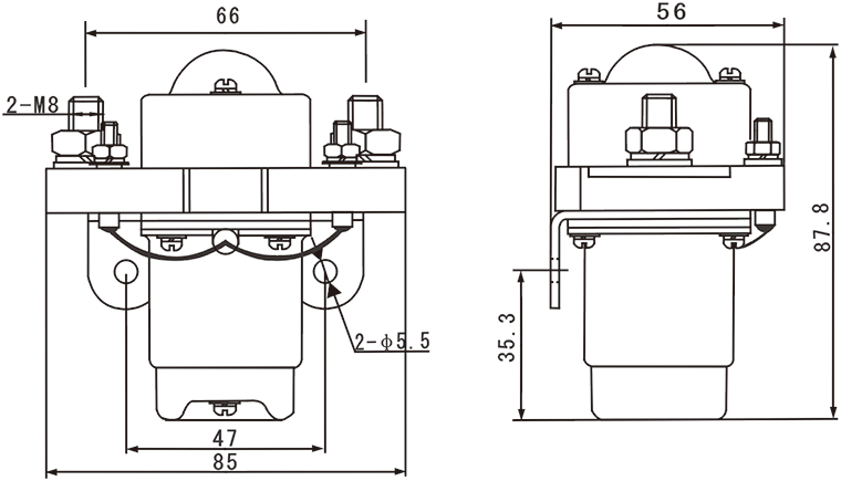 MZJ-200S DC Contactor Dimensions