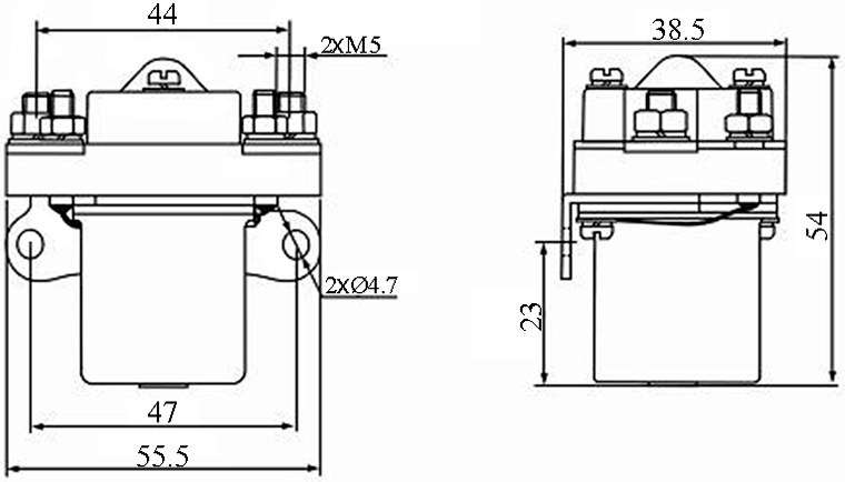 MZJ-50D DC Contactor Dimensions