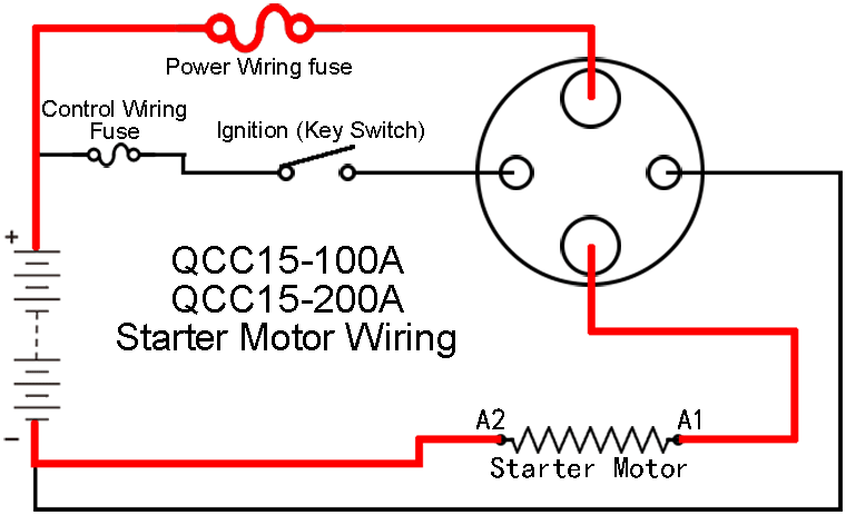 Wiring Diagram Of DC Contactor QCC15-100A And QCC15-200A, Engine Starter Motor Solenoid