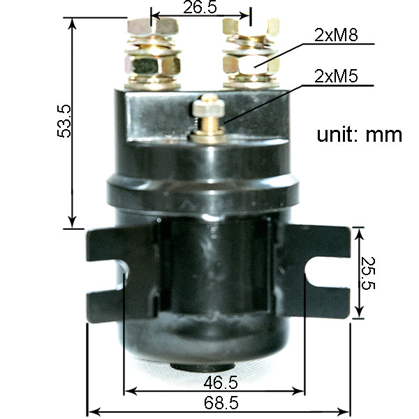 Dimension Diagram Of Starter DC Contactor QCC15-200A, Engine Starter Motor Solenoid