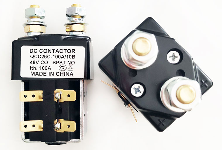 SPSD Normal Open DC Solenoid QCC26C-100A/10, Golf Cart Main Contactor, Interrupted Load 100A, Continuous Load 125A