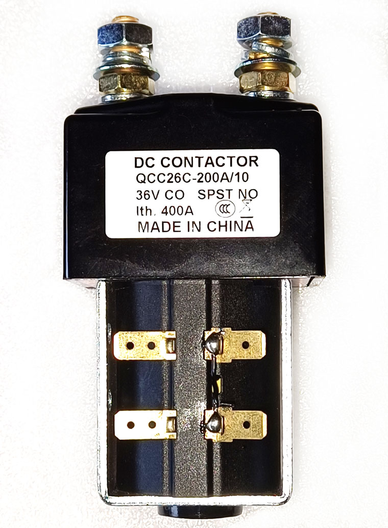 SPSD Normal Open DC Solenoid QCC26C-200A/10, Golf Cart Main Contactor, Interrupted Load 200A, Continuous Load 150A