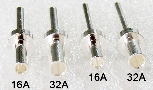 contacts of 16A and 32A SAE J1772 receptacle