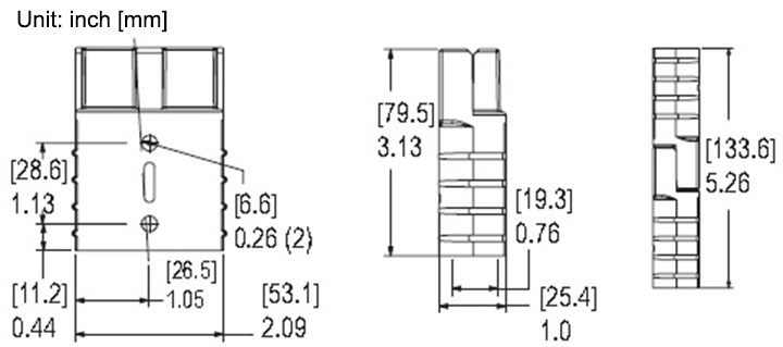 Anderson SB175 Connector Dimensions