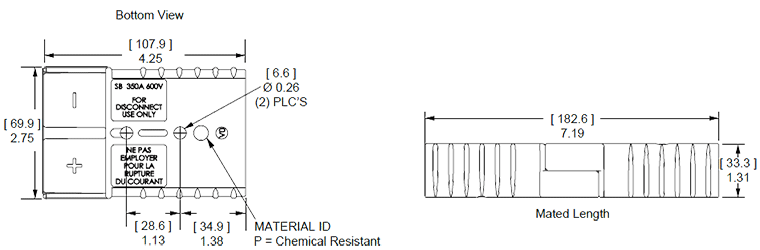 Anderson SB350 Connector Dimensions