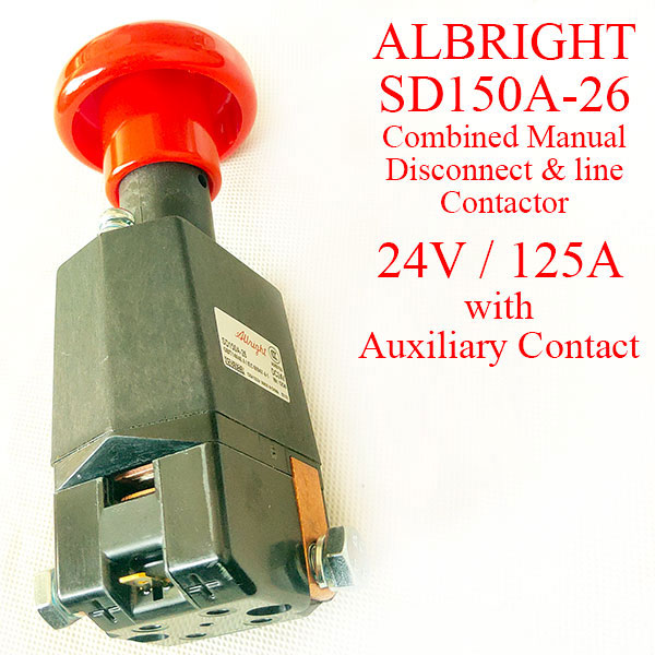 Abright SD150A-26 Emergency Disconnect Switch, 24V 125A, With Auxiliary Contact