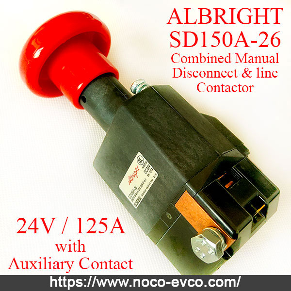 Abright SD150A-26 Emergency Disconnect Switch, 24V 125A, With Auxiliary Contact