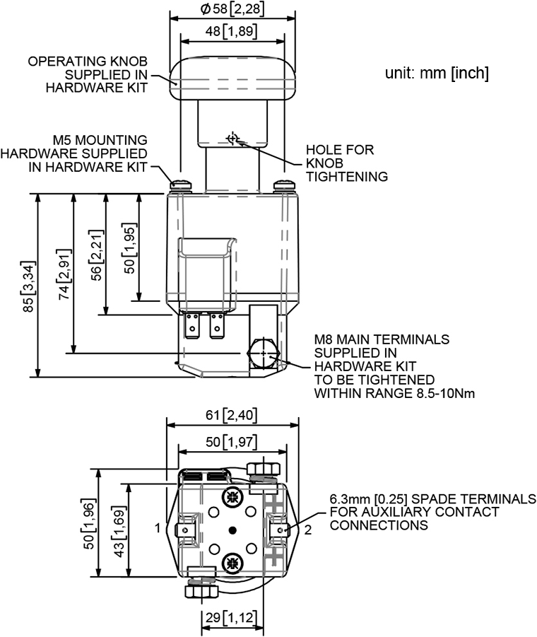 Albright Emergency Disconnect Switch SD150A-26 Dimensions