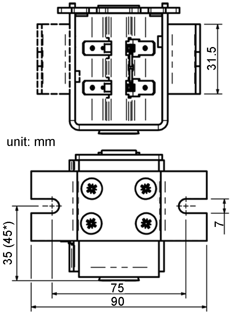 SW180 SW200 QCC26C-200A QCC26C-400A Mount Bracket Dimensions