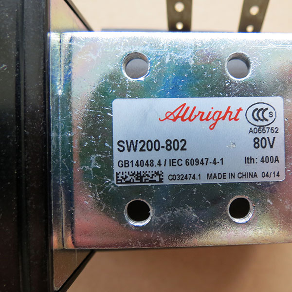 Contacteur Albright SW200-262 48V 400A - Relais Solénoïde Unipolaire Normalement Ouvert