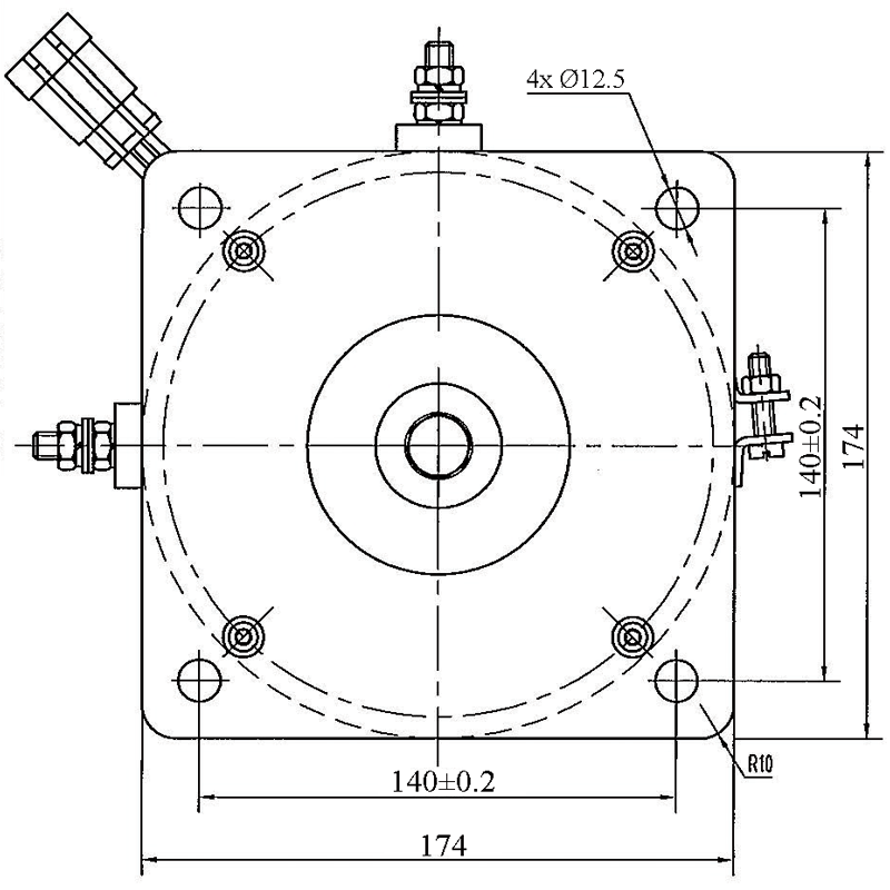 Dimensions of Square Flange of DC SepEx Motor XQ-3-4T
