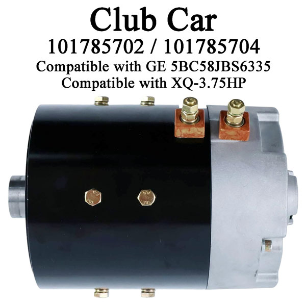 36V / 48V DC Series Winding Motor, Club Car Part Number 101785702 / 101785704, Golf Cart Drive Motor, Compatible with XQ-3.75HP / GE 5BC58JBS6335, Shaft with 10 Teeth External spline