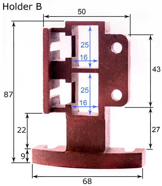 dimensions of carbon brush J288 holder of motor XQ-6.3A1, type B