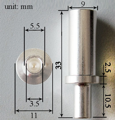 Dimensions of contact pin of YEEDA Y60 Battery Charging Gun