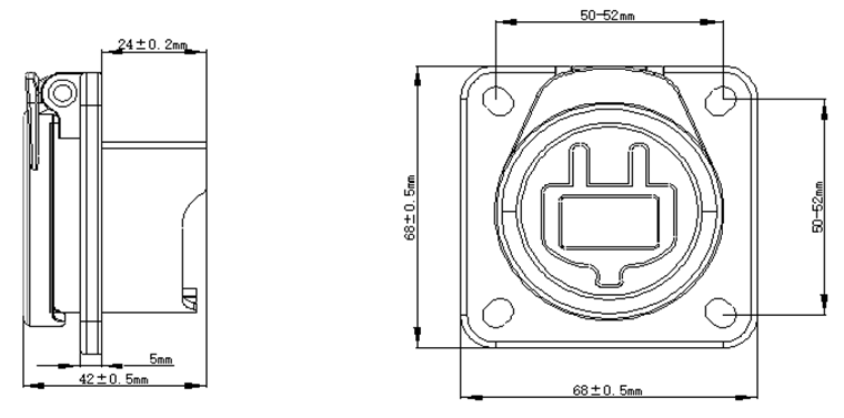 YEEDA Y-30 IP67 Waterproof Connector and Socket Dimensions