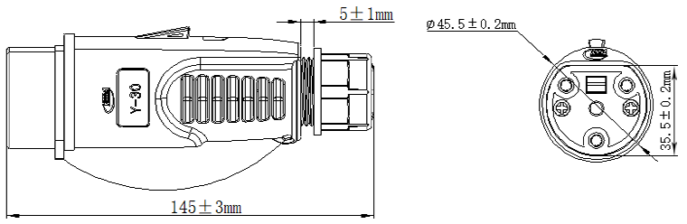 YEEDA Y-30 IP67 Waterproof Connector and Socket Dimensions