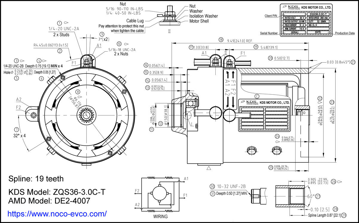 Diagram Of 36V SepEx DC Motor ZQS36-3.0C-T DE2-4007