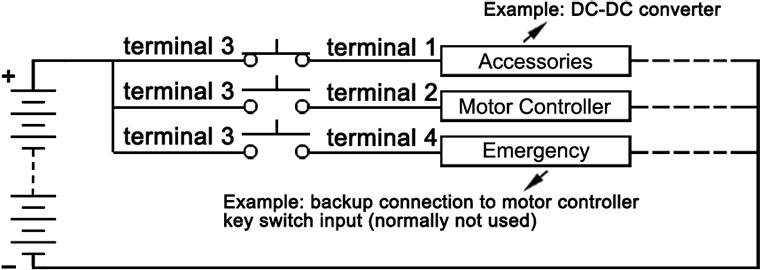 Electric Vehicle Key Switch Connector Terminals Status: ACC